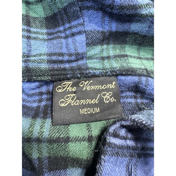The Vermont Flannel Co Plaid Hooded Pullover Shirt Men’s Medium Blue Green Check - Picture 2 of 10